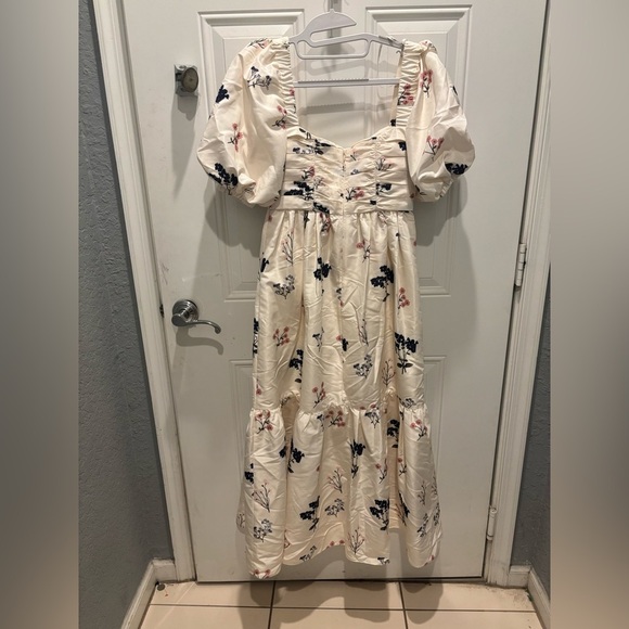 SELF-PORTRAIT Puff-Sleeve Floral-Print Crepe Dress - Picture 4 of 6